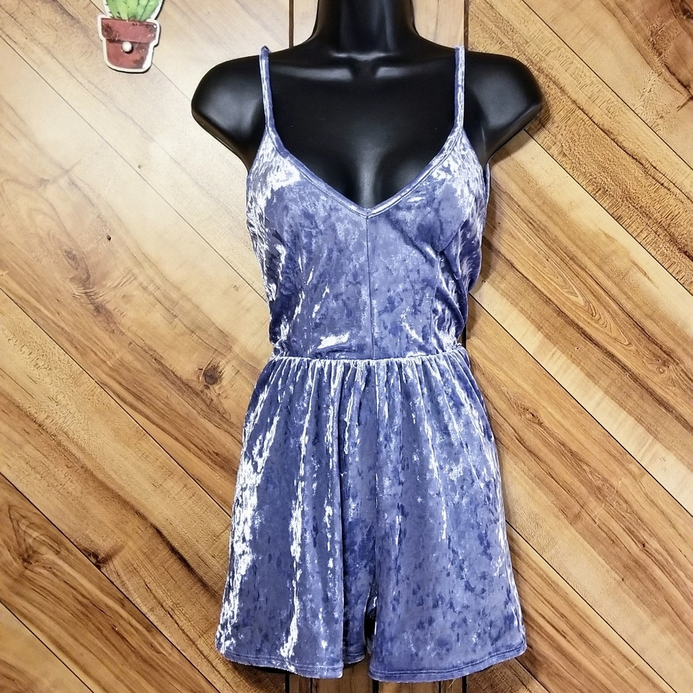 Fragile Crushed Velvet Shorts Romper